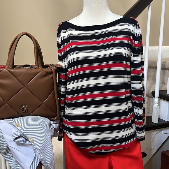 TALBOTS TRICOLOR BLOCK STRIPE SWEATER - Picture 1 of 11